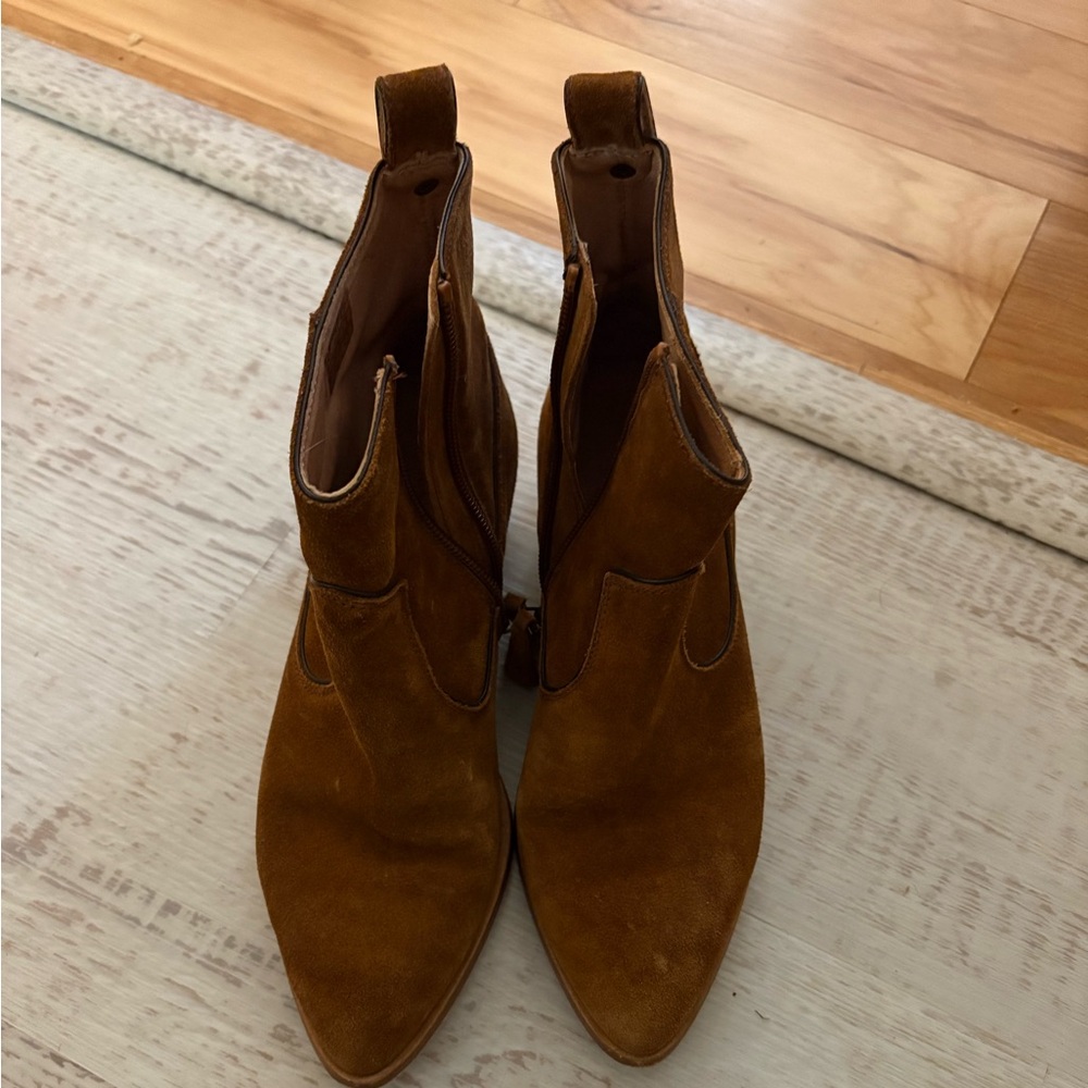 Veronica Beard Brown Suede Ankle western Boots